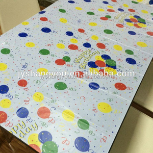 PE printed custom plastic table cover  happy birthday 