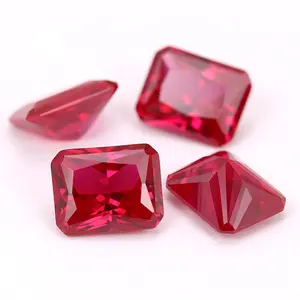 Gemas artificiales 5 # rubí octagonal corindón rojo, piedra de rubí sintético Suelto