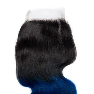 3 Fasci di <span class=keywords><strong>Capelli</strong></span> Brasiliani con Chiusura in Pizzo, Colore 1b/Blu Ombré, Onda Morbida, Estensioni Ombré Sunlight Hair - Product Image 6