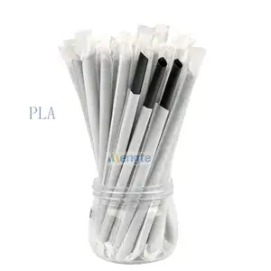 Custom printed cheap disposable plastic straw PLA biodegradable corn starch milk tea straight straw