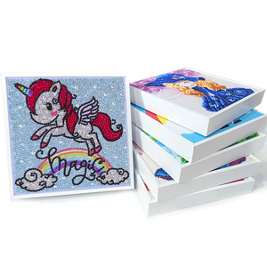 COOLEVE DIY diamante <span class=keywords><strong>pintura</strong></span> juguete Mini marco blanco pintado a mano Príncipe patrón creativo para Animal paisaje educación para niños - Product Image 5