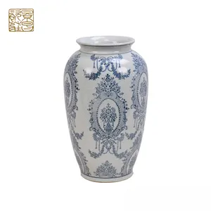 Vaso de porcelana clássico chinês decorações cerâmicas azuis e brancos