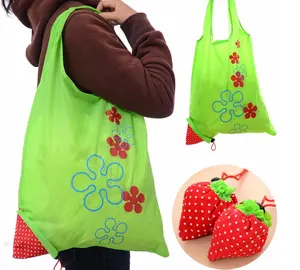 Strawberry shape foldable tote bag for shopping