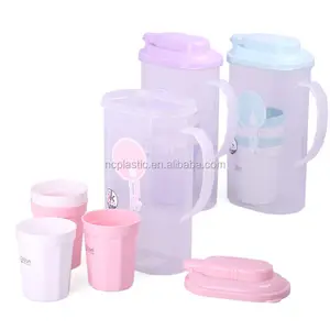 Ovale Form Kaltwasser krug mit Tasse Set Plastik wasserkrug mit 4 Tassen