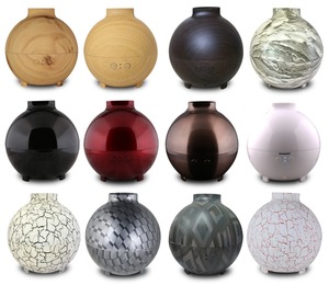 アロマケア超音波LEDライト600mlグローブ木目アロマディフューザー家庭用 - Product Image 3