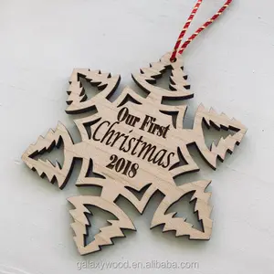 Al por mayor personalizado ornamento de madera para la decoración del árbol de Navidad