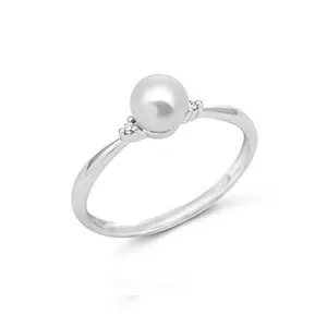 925 sterling silver jewellery simple design 6mm cultured pearl ring mounting wedding ring for female
