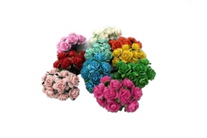 100 מעורב צבע 10mm מלאכותי תות נייר רוז פרח חתונת Scrapbook DIY קרפט Scrapbook - Product Image 2