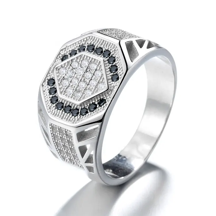 Latest Designed Men 925 Sterling Silver Black Spinnel Gemstone Ring