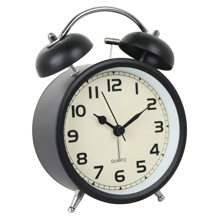 Fast Delivery Wholesale Silent Sweep Movement Antique Twin Bell Metal Quartz Alarm Clock