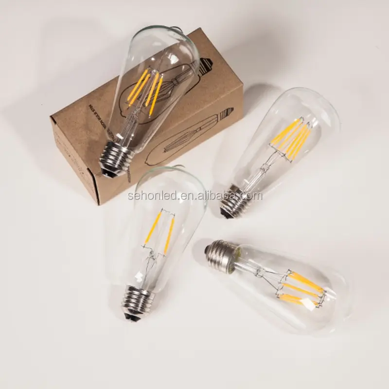 ST64 Led Lighting Bulbs 2200K - 6500k customized printing clear amber grey cover 2W 4W 6W 8W led decor bulb