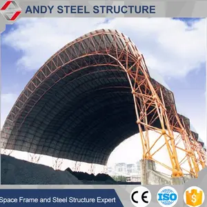 ขนาดใหญ่ span arch รูปร่างสแตนเลสโครงสร้างกรอบอวกาศสร้าง coal storage shed