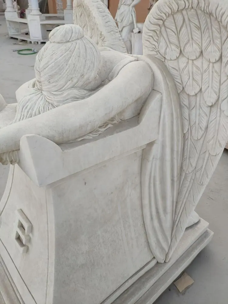 Fabrik direkt verkauf custom-made natürliche stein weiß marmor weinende engel Grab Denkmal/grabstein/grabstein/grabstein