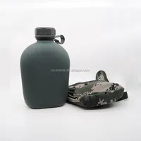 Cantimplora de agua militar de aluminio, 1000ml, con bolsa de transporte, botella de agua para senderismo