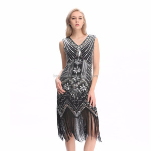 BestDance 1920s 20s 30sビンテージドレスGastbyパーティークラブドレススパンコールフリンジフラッパードレスコスチュームOEM - Product Image 2