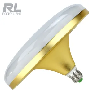 冷白色 50 瓦金色身体住宅照明 led灯 165-265 V E27 不明飞行物平面 IC 驱动 led 灯泡