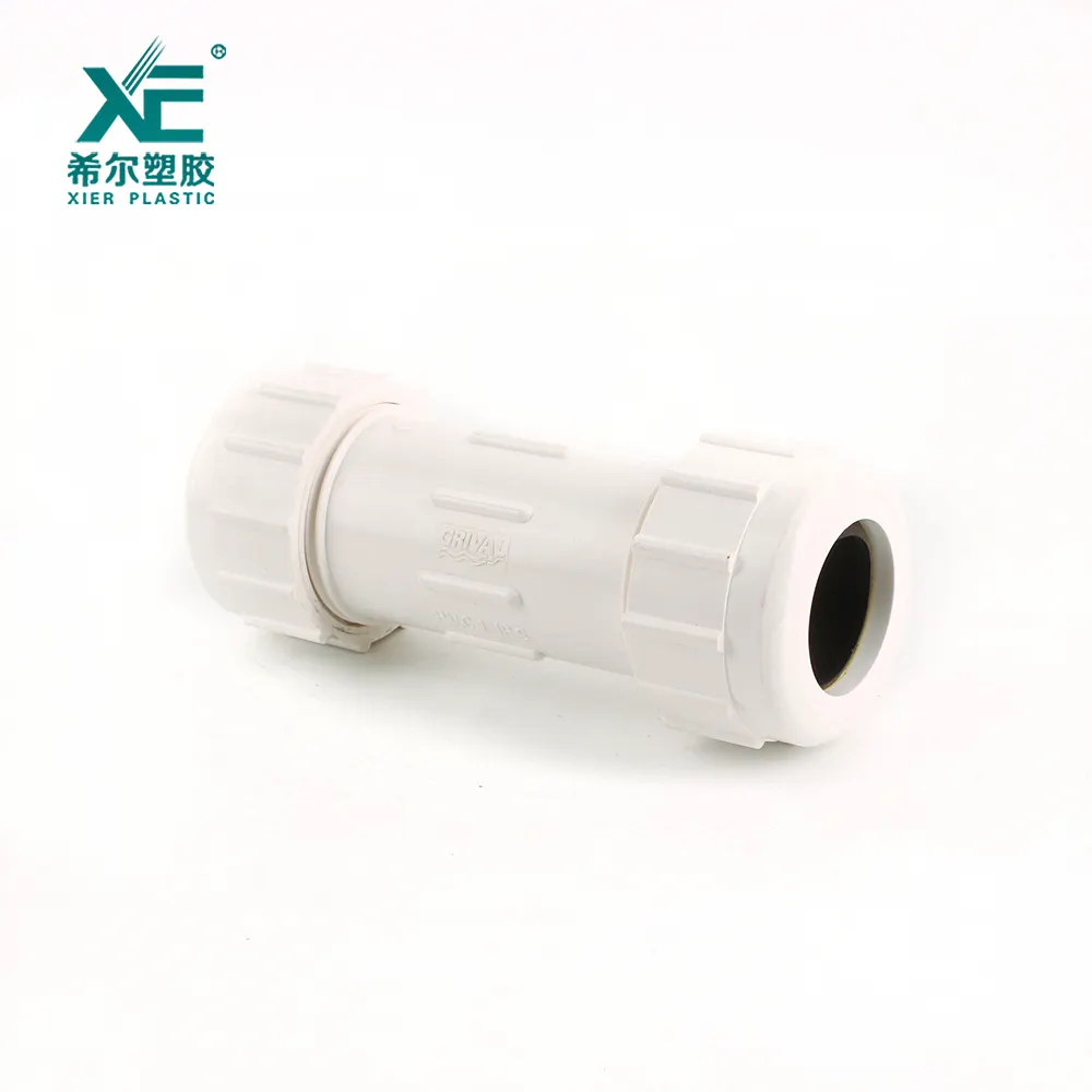 China Fabrikant 1/2 "-4" Witte Plastic Pvc Quick Flexibele Montage Pijp Koppeling