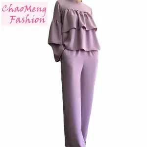 CM24# Modest women pant abaya suits jumpsuits muslimah top turkish tunics for women muslim clothes islamic clothing