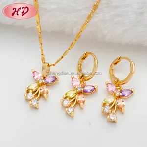 New Fashion Hot 18kgd jewelry set, Colorful AAA Zircon Weeding Jewelry Set for Women Custom Jewelry China