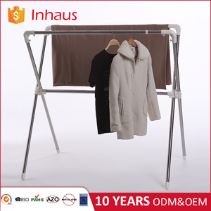 Hot sale stainless steel double pole <span class=keywords><strong>X</strong></span> shape telescopic foldable hanging clothes rack folding balcony drying rack - Product Image 2