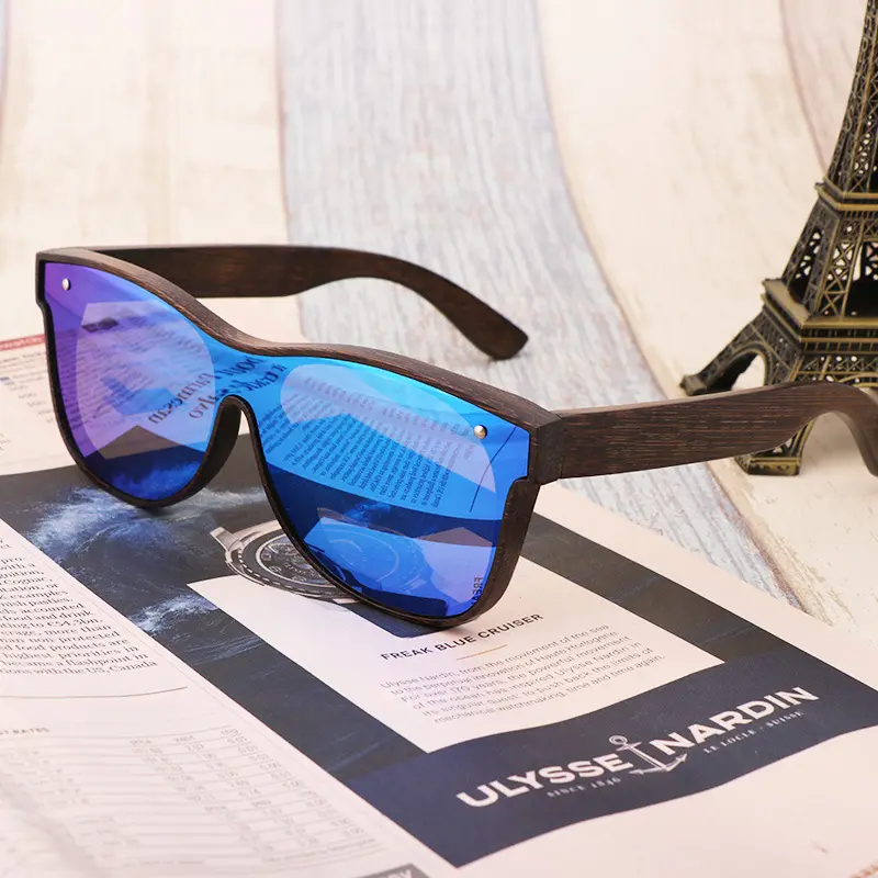 Coole neue Designer Mode Stil einteiligen Linsen spiegel polarisierte Bambus Sonnenbrille Großhandel in China