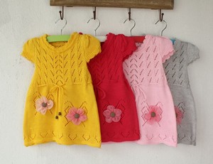 Crochet del fiore del partito dei capretti del vestito della ragazza di usura - Product Image 5