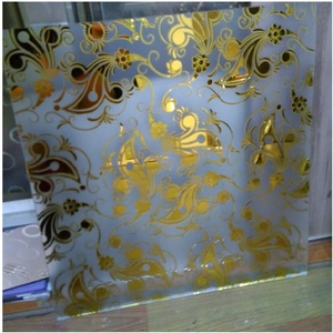 Hot sale engraved light golden color glass acid printed decorative - Product Image 1