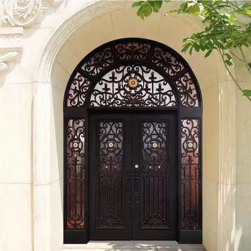 Factory price wrought iron exterior entry doors