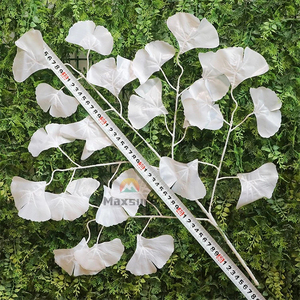 Prezzo all'ingrosso <span class=keywords><strong>Ginkgo</strong></span> Biloba decorazione tessuto di plastica foglia artificiale bianca - Product Image 3
