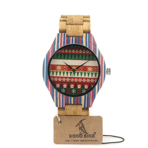 Relojes de madera hechos a mano de Bamboo Nature Relojes creativos de madera hechos a mano 2018 New Fashion Quartz Clock - Product Image 3