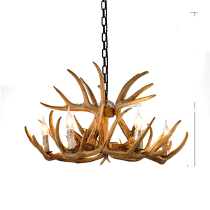 Cuerno de venado de la vendimia resina chandelier, luz decorativa colgante de interior - Product Image 1