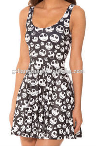 2015 OEM mujeres con estilo ocasional de Digital Print <span class=keywords><strong>vestido</strong></span> plisado, sin mangas cabezas del cráneo <span class=keywords><strong>vestido</strong></span> - Product Image 3