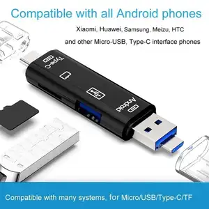 3 in 1 Type-C Card Reader Micro USB Type-C Flash Drive Adapter Connector High Speed TF Memory Card Reader