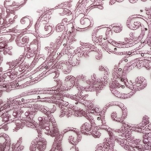<span class=keywords><strong>Tissu</strong></span> africain en dentelle brodée bordeaux, livraison gratuite, haut de gamme, bon marché - Product Image 5