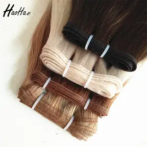 Estensioni dei capelli Remy di vendita calda trama 100% fasci di capelli umani estensioni dei capelli a trama piatta vergine