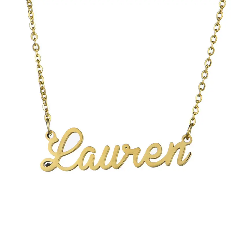 Offre Spéciale laser de coupe collier 18k or nom plaque collier personnalisé nom collier personnalisé