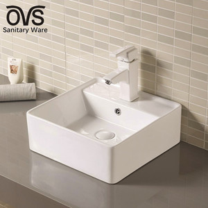 Design moderne <span class=keywords><strong>Carré</strong></span> Céramique Sanitaire Chine Bassin <span class=keywords><strong>carré</strong></span> Navire Éviers Comptoir Lavabo pour Hôtel Hôpital Villa - Product Image 2