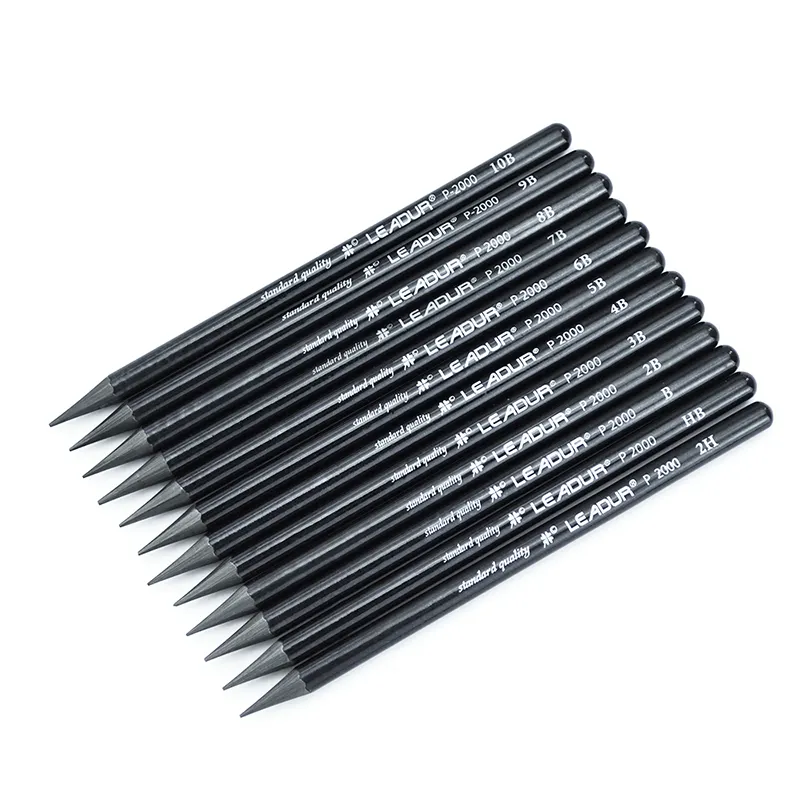 LEADUR 저렴한 가격의 맞춤형 로고 연필 흑연 4B 6B 무목 연필 스케치 드로잉 연필 세트