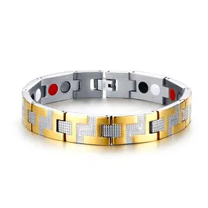 316l Roestvrij Staal Neodymium Magnetische Armband, Mode Mannen Verguld Gezonde Sieraden Armband