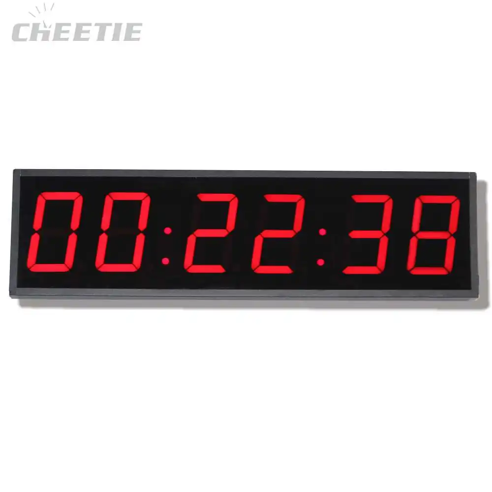 Large Classic 4 Inch 6 Digit Remote LED School Clock Digital Classroom Timer IR Wireless Remote Control 12h / 24h Time Display