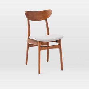 Chaise de salle à manger avec pieds coniques ovales, siège blanc classique, confortable, rembourré, ovale - Product Image 2