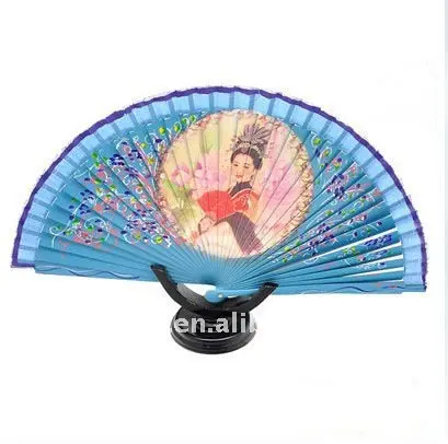 Chinese vouwen ventilator, papieren waaier bamboe ribben, ambachtelijke ventilator stof ventilator,