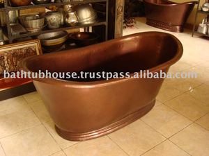 Baignoire autoportante intérieure en cuivre antique avec accessoires de drainage Baignoires et bains à remous élégants - Product Image 1