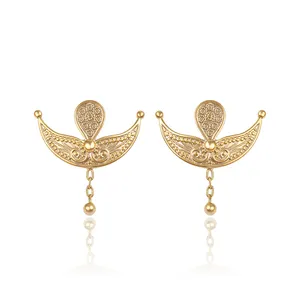 91318 Новое поступление модные стильные женские ювелирные изделия в форме крыла Дубаи золотые серьги с бусинами