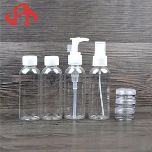 Kit Botol Perjalanan Plastik Hewan Peliharaan 100Ml, Set Botol Kosmetik Perjalanan dengan Tas PVC Botol Losion Badan