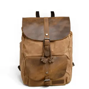 Высококачественный рюкзак для ноутбука нового дизайна с отделкой из вощеной холщовой кожи, рюкзак, рюкзак, сумка, рюкзак