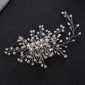 Pettine per capelli con fermaglio per capelli con diadema di perle di cristallo per accessori da sposa per capelli da sposa con copricapo da sposa