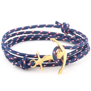 Stylish Wholesale 18K Solid Gold Mens Nautical Anchor Bracelet