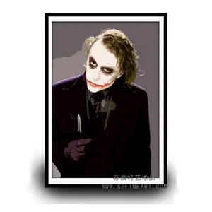 100% Seni POP Buatan Tangan Joker Lukisan Minyak Bintang Film dengan Desain Asli