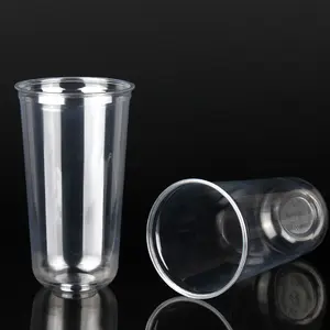 Einweg-Kunststoff PET 700ml Transparente Perlenmilch-Tee tasse Bubble Tea Round Bottom U-förmige Tasse mit Deckel